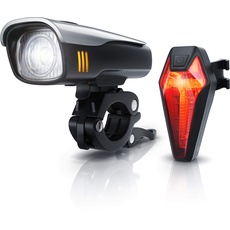 LED Akku Fahrradbeleuchtung Set StVZO - Fahrradlampen-Set - Vorderlicht und Rücklicht - zugelassen nach StVZO - Schnellbefestigung - Befestigungs-Clip - Fahrradlicht Fahrradlampe Fahrradleuchte