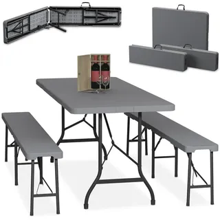 Relaxdays Bierzeltgarnitur klappbar, Grau,Schwarz