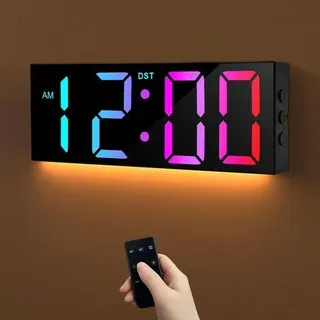 Digitale Wanduhr 12" RGB Automatik Dimmer Nachtlampe LED