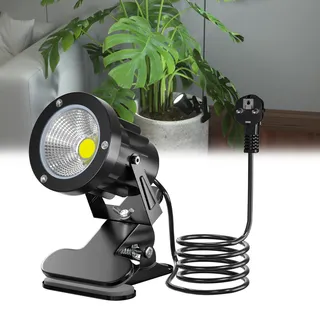 Lustaled 7W LED Spot Klemmlampe mit Stecker,IP65 Wasserfester Pflanzen Strahler für Innen und Außen,6000K Kaltweiß LED Klemmspot Strahler für Hof Rasen Pflanzen Spotlight