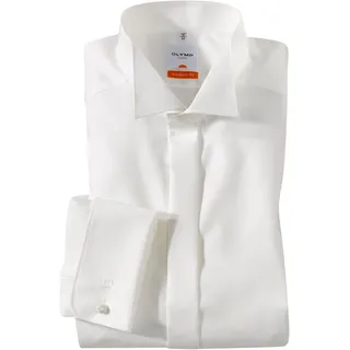 Smokinghemd OLYMP "Luxor modern fit", Herren, Gr. 44, N-Gr, beige, Web, Obermaterial: 100% Baumwolle, Umschlagmanschette, Hemden Smokinghemd