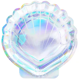 Mellilu Meerjungfrau Pappteller Muschel, Irisierend, 18,5cm, 6 St.