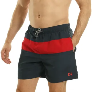 RIPT Herren Essentials Badeshorts schnell trocknend UV 50 Sonnenschutz Badehose, Marine/Rot, XL