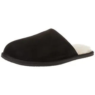 Amazon Essentials Herren Kuschelige Pantoffeln, Schwarz Mikro Wildleder, 45 EU