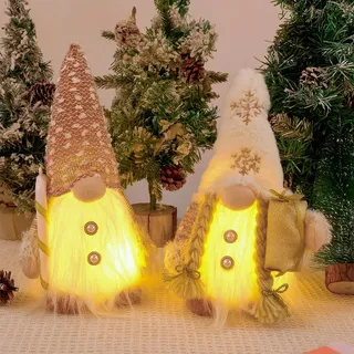 O-Kinee Weihnachtswichtel Figuren Groß, 2 Stück Wichtel Figuren Weihnachten, Weihnachtsdeko Wichtel, Weihnachtszwerge mit LED, für Weihnachtsdeko Innen, Adventsgesteck Deko, Weinachtsdekorationen