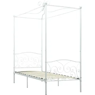 vidaXL Himmelbett-Gestell Weiß Metall 90 x 200 cm - Weiß
