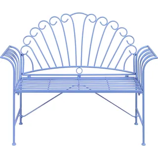 BELIANI 2-Sitzer Gartenbank Hellblau Eisen 125 cm Französisch Romantisch Verschnörkelt Vintage Stil Outdoor Balkon Terrasse Garten Sitzbank - Blau