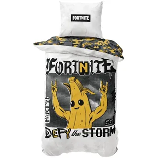 Character World Bettwäsche Fortnite 135x200 - 80x80 + Gelb/Weiß/Schwarz/Grau