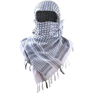 Luxns Militärischer Shemagh Taktischer Wüsten-Schal / 100% Baumwolle Keffiyeh Schal Wrap für Damen und Herren, Weiss/opulenter Garten, Einheitsgröße