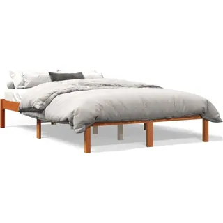 vidaXL Massivholzbett ohne Matratze Wachsbraun 120x200 cm Kiefernholz - Braun
