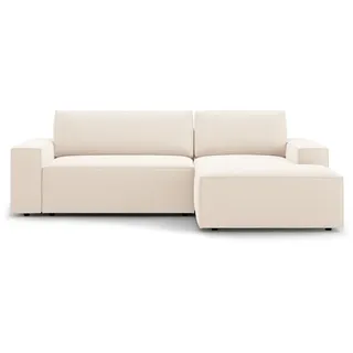 Micadoni Ecksofa ausklappbar rechts mit Container Jodie aus Samt leichtes beige 3 Sitzplätze , Creme , Textil , L-Form , 246x151 cm , Hergestellt in Europa, Oeko-Tex® , Wohnzimmer, Sofas & Couches, Wohnlandschaften, Ecksofas