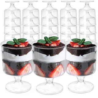LATERN 80 Stück Dessertbecher aus Kunststoff, 60ml Runde Dessertbecher Klarer Parfait Vorspeisenbecher Wiederverwendbare Servierschüssel für Dessert Pudding Mousse Party (4,7cm x 5,6cm)
