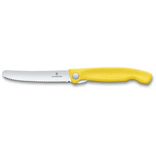 Victorinox Swiss Classic Profi Tomaten- und Tafelmesser, Extra Scharfe Klinge, Wellenschliff, 11 cm, Rostfreier Stahl, gelb