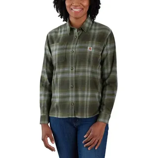 CARHARTT Rugged Flex Loose Fit Langärmeliges Kariertes Flanellhemd Shirt, Basil, L