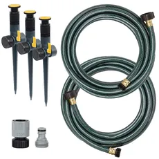 Melnor 65191AMZ Adjustable Spike Set Sprinkler Bundle, Green, Yellow