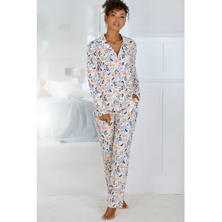 Vivance Dreams Pyjama Set, 2 tlg. mit durchgehender Knopfleiste, rosa, blau, geblümt