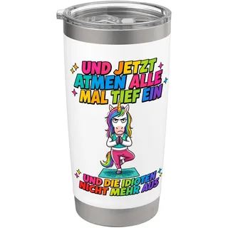 Genervtes Einhorn Meme Spruch für Morgenmuffel Doppelwandiger Edelstahl-Thermobecher