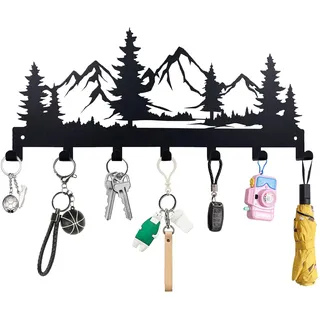 Schlüsselbrett Metall Schlüsselhalter für Die Wand Schlüsselhaken (a) | Schlüsselaufhänger Schwarz Key Holder mit 7 Haken für Flur Eingang Haustür Schlafzimmer Küche Büro