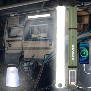 Qoolife LED Campinglampe Aufladbar, Faltbare Solar Camping Lampe Energienbank mit 2 Lademethoden, Wiederaufladbare Camping-Lampe mit Magnetbefestigung, wasserdicht für Camping 85 cm