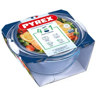 Pyrex ESSENTIALS Boro Kochtopf mit Deckel, 1,6 l + 0,5 l