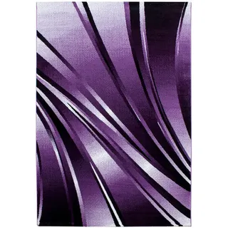 Novel Flachwebeteppich , Schwarz, Weiß, Violett , Textil , Wellen , rechteckig , 140x200 cm , Oeko-Tex® Standard 100 , für Fußbodenheizung geeignet, in verschiedenen Größen erhältlich, pflegeleicht , Teppiche und Böden, Teppiche, Webteppiche