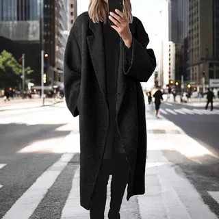 Damen-Winter-Wollmantel, modisch, vielseitig, langer Trenchcoat, Damen, neu, Herbst, Winter, Wollmantel, modisch, vielseitig, langer Trenchcoat (XL schwarz)