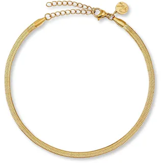 GD GOOD.designs Fußkettchen für Damen - Flache Schlangenkette (3mm) in 18K Gold I Wasserfest & Verstellbar (22-27cm) - Goldene Fußkette aus 316L Edelstahl