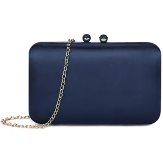 BAIGIO Elegante Damen Clutch Satin Abendtasche Vintage Handtasche Retro Brautasche Silk Smooth Umhängetasche Blau