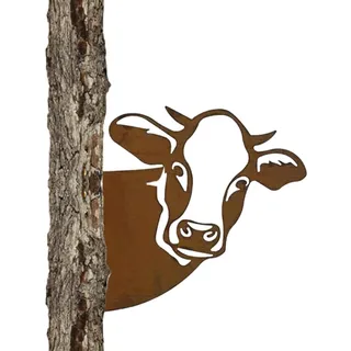NOLACE Gartendeko aus Rost 29cm Kuhkopf Gartenstatuen Metall Edelrost Kuh Dekoration Metall Rostige Gartendeko für den Außenbereich Kunstvolle Gartenfigur (Ochse)