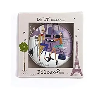 Filosofille Doppelter-Taschenspiegel, Motiv: Filo und Sofie in Paris