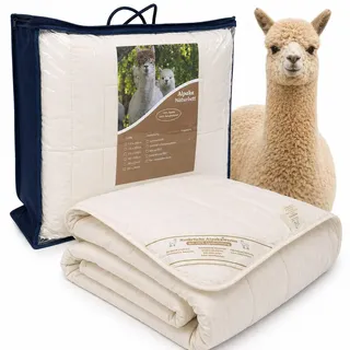 Abolengo de Alpaca Alpaka Bettdecke Basic Line Ganzjahresdecke Bettdecke, 135x200cm, Füllung 100% Alpakawolle (1.100g), Bezug aus naturbelassener Baumwolle