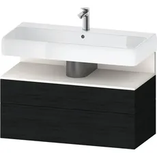 Duravit Qatego Waschtischunterbau, 1 Auszug und 1 Schublade, 990x470x590mm, Nische Weiß Supermatt, QA4395084, Farbe: Eiche Schwarz/mit Nischenbeleuchtung