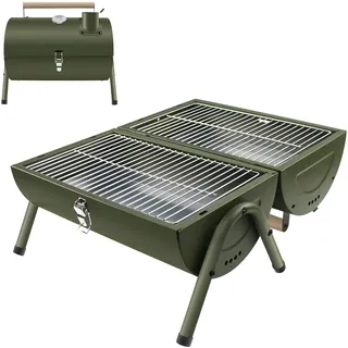 kisidus Holzkohlegrill Klappgrill Tragbarer, Campinggrill Doppel Grillfläche 33.7 x 21.5 cm, Leichter Tischgrill für Outdoor Picknick Camping