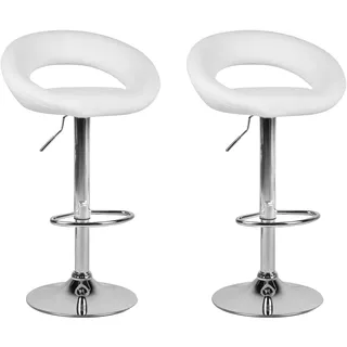 Beliani Barhocker 2er Set Höhenverstellbar drehbar Weiß/Silber