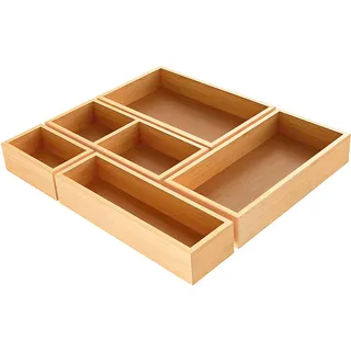 Wintem Set mit 5 Organizern aus Bambus, vielseitig einsetzbar, platzsparend, leicht zu reinigen und umweltfreundlich, kann einzeln oder kombiniert verwendet werden, glatte und leicht zu reinigende