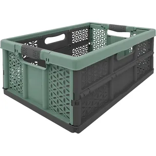 Faltbare Kunststoffbox CASE, 32 l - Grau, Grün