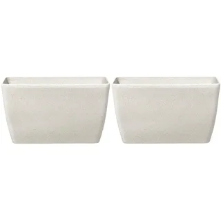 Beliani Blumentopf 2er-Set hellbeige rechteckig 74/32/45 cm Baris , Stein , 45 cm , Dekoration, Blumen & Blumentöpfe, Übertöpfe
