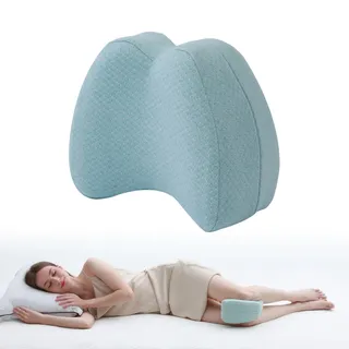 WORKKOOL Ergonomisches Kniekissen gegen Schmerzen - Orthopädisches Beinkissen für Beine, Hüfte & Rücken- Abnehmbare, waschbare Hülle(Cyan)