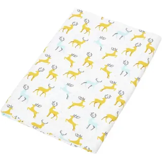 Homescapes Weihnachtstischdecke Majestätischer Hirsch grau-gelb, 178 cm rund, 100% Baumwolle , Gelb , Textil , Rund , 178x178 cm , Oeko-Tex® , Heimtextilien, Wohntextilien, Tischwäsche, Tischdecken