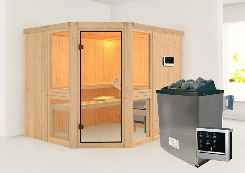 Bild von Sauna Amelia 1 LED-Dachkranz Natur