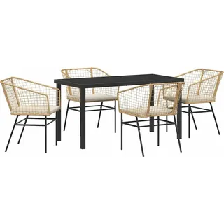 vidaXL Garten Essgruppe 5 stk. Braun Poly-Rattan - Braun