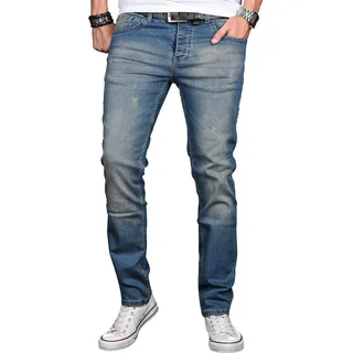 Alessandro Salvarini Slim-fit-Jeans »A. Salvarini Designer Herren Jeans Hose Basic Stretch Jeanshose Regular Slim«, blau