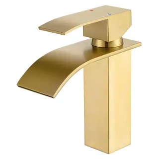 Goldene Wasserfallarmatur für das Badezimmer mit einstellbarer Temperatur - Gold
