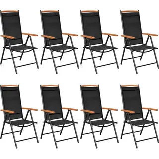 vidaXL 9-tlg. Garten-Essgruppe Aluminium Schwarz - Schwarz