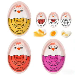 JYYWTSI 3 Stück Eieruhr zum Mitkochen Egg Timer für Perfekte Eier(Hart/Mittel/Weich) Neuzeit Eieruhr Sicheres Silikon, Lustige Hühnerform Kochei Egg Timer für Familien, Schule, Restaurant