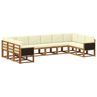 vidaXL Outdoor-Sofagarnitur 10 pcs Natur und Creme Massivholz Akazie - Braun