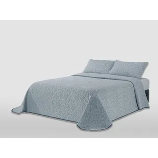 MANTAS MORA - Jacquard-Tagesdecke aus recycelter Baumwolle, kombiniert, natürliches Gefühl, leichtes und atmungsaktives Design, N17, 235 x 270 cm, Blau