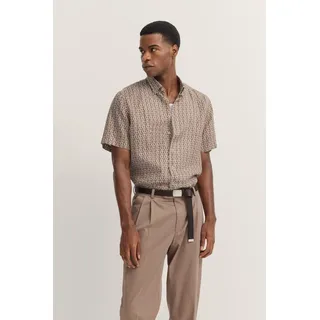 bugatti Kurzarmhemd, aus Leinen, braun