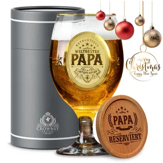 Kies CROWNLY CRYSTAL® Geburtstag Personalisierte Bierglas Mit Gravur für Vater Bester Papa Geschenke