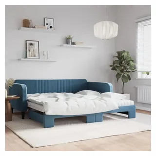 vidaXL Tagesbett Ausziehbar mit Matratzen Blau 100x200 cm Samt - Blau